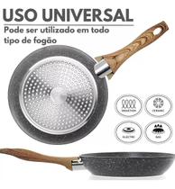 Frigideira Antiaderente 28cm Cabo Madeira , Alta Resistência, não gruda