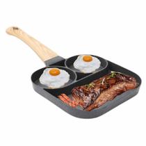 Frigideira Antiaderente 3 em 1 com Divisórias Multifuncional Cabo Madeira Sortido