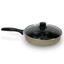 Frigideira Antiaderente 3 Ovos com Tampa de Vidro Teflon Antiaderente