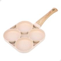 Frigideira Antiaderente 3 Partes Para Ovos Carne Hambúrguer Ceramica Inducao Omelete Alça Madeira Sem Óleo Creme Bife