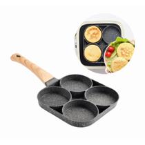 Frigideira Antiaderente 4 Partes Alça Madeira Ovo Hambúrguer