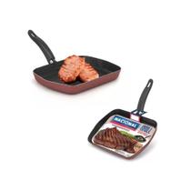 Frigideira Antiaderente Bifeteira Grill Techflon Vermelha Frigideira Antiaderente Bifeteira Grill Techflon Vermelha