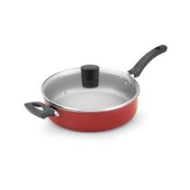 Frigideira Antiaderente Com Tampa De Vidro E Alça- Vermelho Frigideira Antiaderente Com Tampa De Vidro E Alça- Vermelho