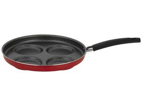 Frigideira Antiaderente de Aluminio Para 4 Ovos e Hamburguer 26cm Gourmet Multiflon Vermelha Frigideira Antiaderente de Aluminio Para 4 Ovos e Hamburguer 26cm Gourmet Multiflon Vermelha