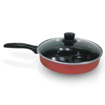 Frigideira Antiaderente Frita 3 Ovos Separados Com Furo com Tampa de Vidro