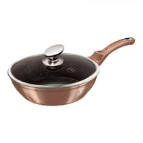 Frigideira Antiaderente Funda Grande Tampa de Vidro Alumínio Fundido Turbo-Indução Todos Fogões Cozinha Grelhador Wok Paella 24cm