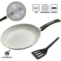 Frigideira Antiaderente Gourmet 24cm 1,3L Com Espátula Multiflon Eko Bege