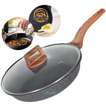 Frigideira Antiaderente Grande Ceramica Chef Ultra Indução gás com tampa e Cabo Madeira premium Frigideira Antiaderente Grande Ceramica Chef Ultra Indução gás com tampa e Cabo Madeira premium