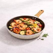 Frigideira Antiaderente Indução 28cm Premium Cozinha Saudável Cabo Madeira Alta Durabilidade Uso Diário