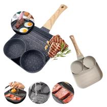 Frigideira Antiaderente Indução 3 x 1 Partes Ovo Hambúrguer Carne 3 Divisões Evitando que os Sabores e Aromas se Misturem Condução Rápida de Calor