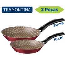 Frigideira Antiaderente Jogo Kit 2 Peças Alumínio Tramontina Vermelha
