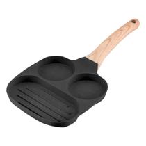 Frigideira Antiaderente Ovo Hambúrguer 3 Em 1 Alça De Madeira Linha Premium HYLLIS Frigideira Antiaderente Ovo Hambúrguer 3 Em 1 Alça De Madeira Linha Premium HYLLIS