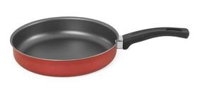 Frigideira Antiaderente Reta Cereja e Preta nº22 com Tampa de Vidro Frigideira Antiaderente Reta Cereja e Preta nº22 com Tampa de Vidro