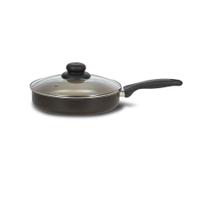 Frigideira Antiaderente Reta nº24 Preta e Creme com Tampa de Vidro Frigideira Antiaderente Reta nº24 Preta e Creme com Tampa de Vidro