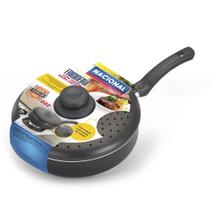 Frigideira Antiaderente Tampa De Fritura 24cm Preto Nacional