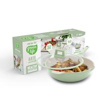 Frigideira antiaderente Wok GreenLife de 30 cm (5L) com tampa verde sálvia