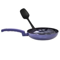 Frigideira Azul 24cm Com Espátula De Silicone Preta Indução Cooktop Antiaderente