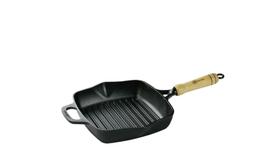 Frigideira Bifeteira Grelhada Ferro Cabo de Madeira P/ Fogão Indução, A Gás e etc