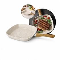 Frigideira Bifeteira Grill 28cm Antiaderente Bege Alta Durabilidade
