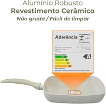 Frigideira Bistequeira Grill Antiaderente Cerâmica Vanilla