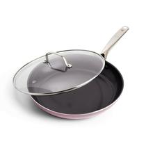 Frigideira Blue Diamond 12 antiaderente com tampa cerâmica rosa