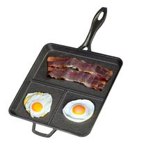 Frigideira Breakfast Café da Manhã Ovo e Bacon 3 Divisórias de Ferro Fundido