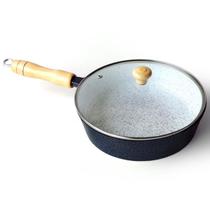 Frigideira Cerâmica Branca Antiaderente 22cm 1,7L Azul Tampa De Vidro