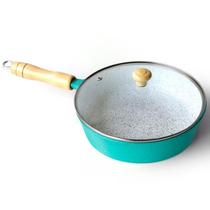 Frigideira Cerâmica Branca Antiaderente 22cm 1,7L Verde Tampa De Vidro