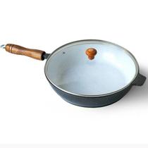 Frigideira Cerâmica Branca Antiaderente 26cm 2,4L Preto Tampa De Vidro