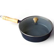 Frigideira Cerâmica Cinza Antiaderente 22cm 1,7L Azul Tampa De Vidro