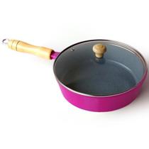 Frigideira Cerâmica Cinza Antiaderente 22cm 1,7L Rosa Tampa De Vidro