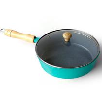 Frigideira Cerâmica Cinza Antiaderente 22cm 1,7L Verde Tampa De Vidro