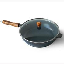 Frigideira Cerâmica Cinza Antiaderente 26cm 2,4L Preto Tampa De Vidro