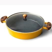 Frigideira Cerâmica Cinza Antiaderente 30cm 3,9L Amarelo Tampa De Vidro Frigideira Cerâmica Cinza Antiaderente 30cm 3,9L Amarelo Tampa De Vidro