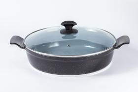 Frigideira cerâmica grande 30 cm tampa de vidro - Aluminio fundido Javali