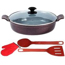 Frigideira Cereja Antiaderente Alumínio Cerâmico 30CM com Talheres Javali Frigideira Cereja Antiaderente Alumínio Cerâmico 30CM com Talheres Javali