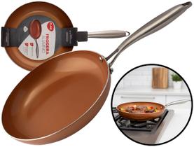 Frigideira Cobre Alumínio 26cm Revestimento Antiaderente Sem Óleo Cabo Inox 2 Litros Clink