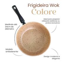 Frigideira Colore Wok Antiaderente 24Cm Redonda Bege