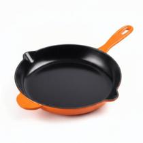 Frigideira De Ferro Fundido 1.5 Litros 27cm Sem Tampa Esmaltação Premium Cor:Laranja