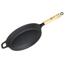 Frigideira de Ferro Fundido 26 cm Alta Lisa com Cabo de Madeira - Santana