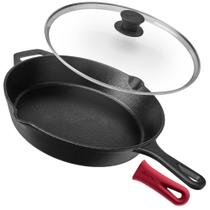 Frigideira de ferro fundido Cuisinel de 30 cm com tampa e utensílios de cozinha pré-temperados Frigideira de ferro fundido Cuisinel de 30 cm com tampa e utensílios de cozinha pré-temperados