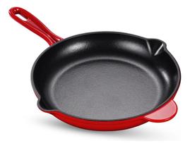 Frigideira De Ferro Fundido Esmaltado 27cm Grande Vermelho Indução - Paladiumshop