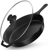 Frigideira de ferro fundido Utopia Kitchen 30cm com tampa pré-temperada