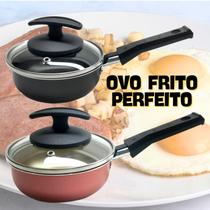 Frigideira de ovo 12cm antiaderente com tampa de vidro pequena