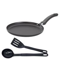 Frigideira de Panqueca Antiaderente Preta Concha Espátula