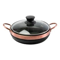 Frigideira De Pedra Sabão 20 Cm Com Tampa De Vidro Frigideira De Pedra Sabão 20 Cm Com Tampa De Vidro