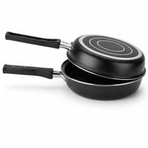 Frigideira Dupla 18cm Alumínio Antiaderente Multiflon Preto