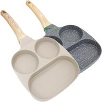 Frigideira Dupla, Antiaderente com Revestimento Granito, 3 Compartimentos, Cor Sortida Branco ou Preto