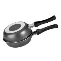 Frigideira dupla gourmet em aluminio com alça multiflon