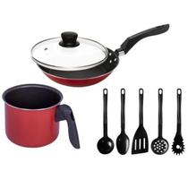 Frigideira E Fervedor Antiaderente Jogo Utensílios Cozinha